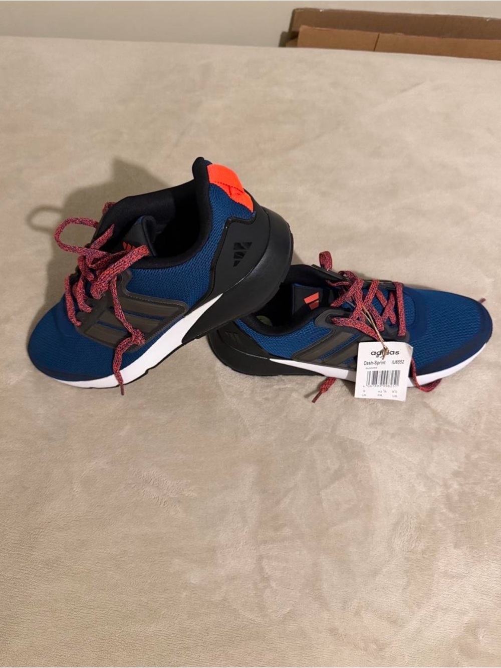 adidas Kids Blue Mesh Sneakers with Coral Heel and Pink Laces